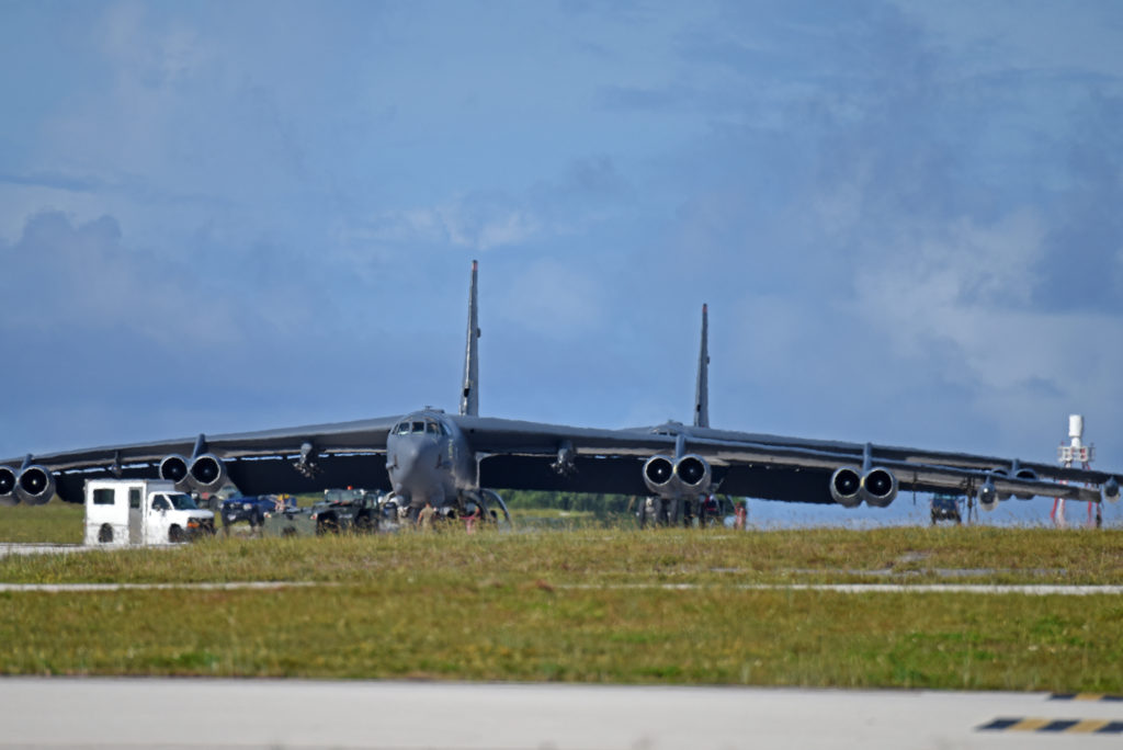 B-52 Stratofortress from the 69th Expeditionary Bomb Squadron, Micronesia Joint Rescue Mission 