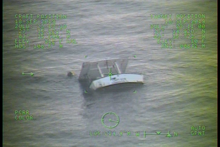 A 38-foot fishing vessel sinks 45 miles west of Egmont Key, 