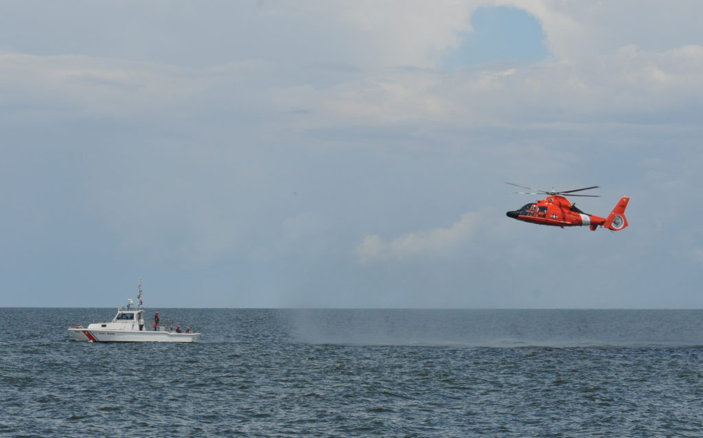 MH-65 Dolphin rescue helicopter and crew from U.S. Coast Guard Air Station New Orleans, 