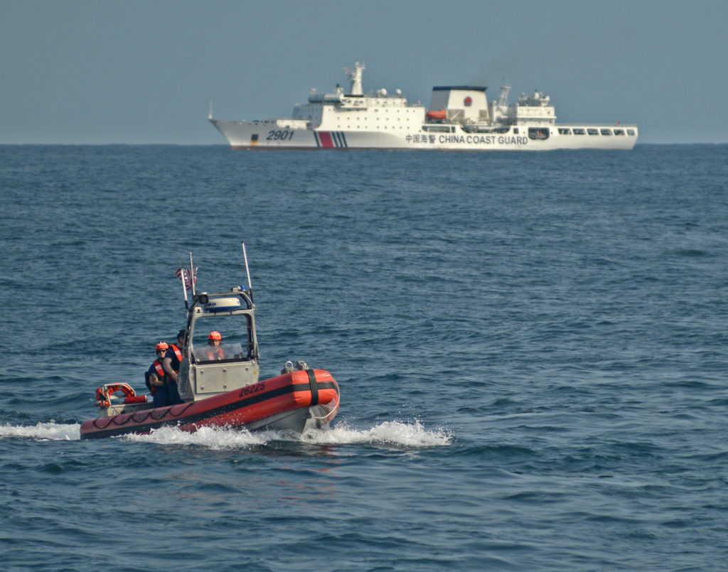 A small boat crew from Coast Guard Cutter Stratton conducts operations in the Yellow Sea. 