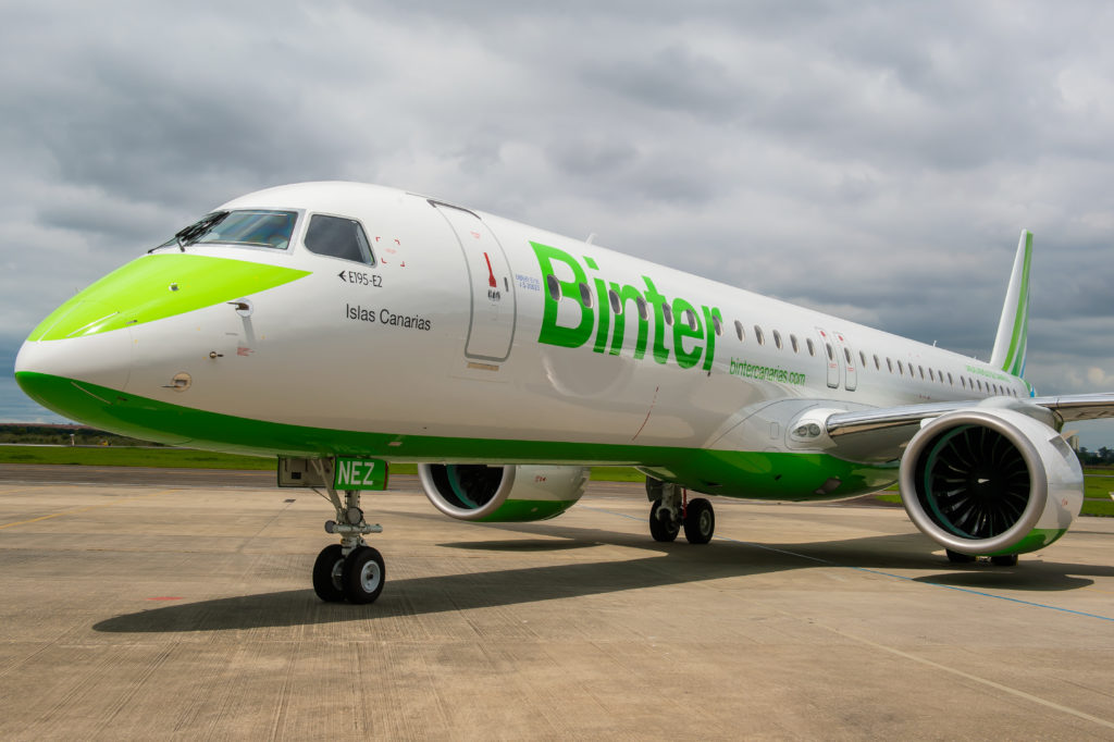 Binter Embraer E195-E2 powered by Pratt & Whitney GTF engines.