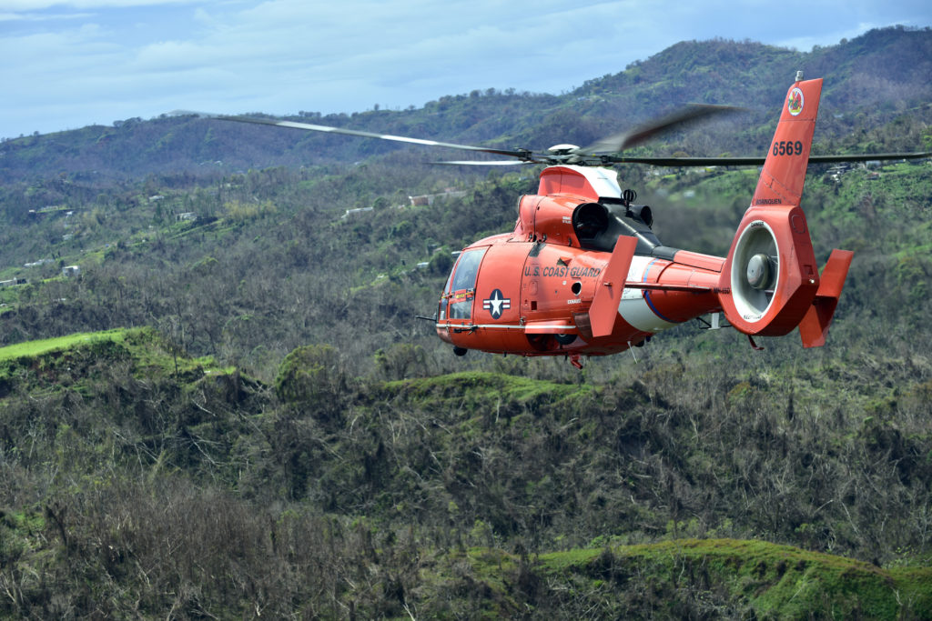 Coast Guard Air Station Borinquen MH-65 Dolphin helicopter. Coast Guard Rescue Manati