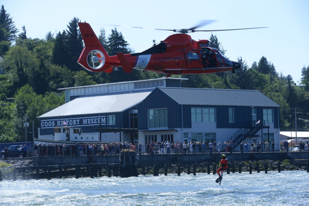 MH-65 Dolphin helicopter from Coast Guard Sector North Bend. 