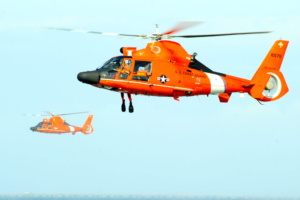 Coast Guard is search for missing person near Grand Isle, Louisiana. MH-65 Dolphin Air Station New Orleans. MH-65C Dolphin.