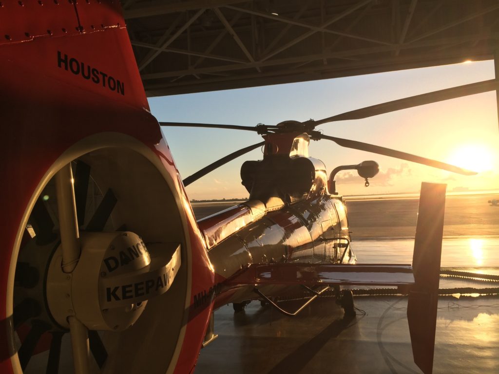 Coast Guard search for possible people in the water near Baytown, Texas. MH-65 Dolphin Air Station Houston.