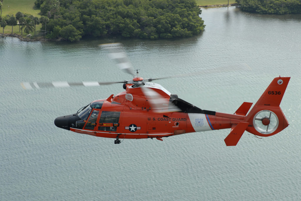 Coast Guard responds to vessel allision near Dania Beach. MH-65 Dolphin Air Station Miami. HH-65 Dolphin.