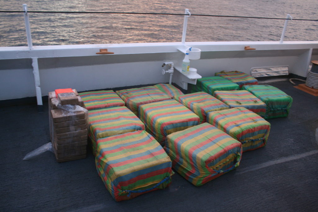 The Coast Guard Cutter Confidence seizes 1,090 lbs of cocaine from smuggling vessel off Central American coast.