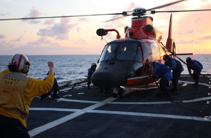 Coast Guard Cutter Valiant returns to Jacksonville after 60-day patrol. MH-65 Dolphin. HH-65 Dolphin. Air Station Miami.
