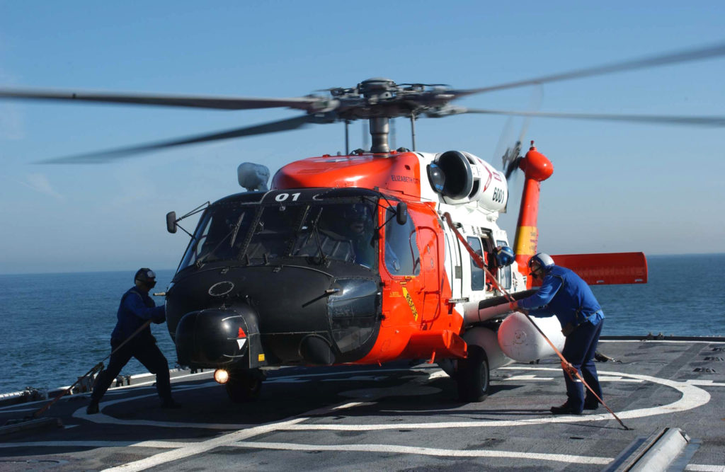 Coast Guard medevac man suffering from leg laceration 34 miles off Oregon Inlet, North Carolina. MH-60 Jayhawk. HH-60J Jayhawk. MH-60 Jayhawk Air Station Elizabeth City.