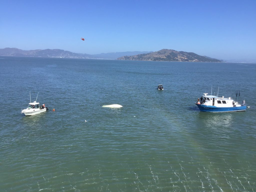 Coast Guard, partner agencies, good Samaritan rescue 3 near Treasure Island. Air Station San Francisco.