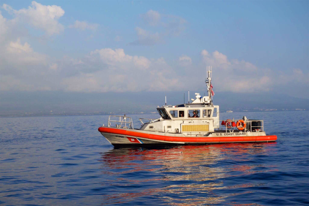 Coast Guard, Maui County Fire search for missing spearfisher off Maui. Station Maui Response Boat-Medium. 45-foot Response Boat-Medium.