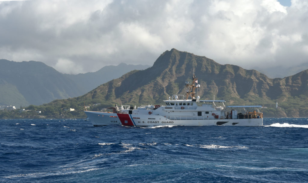 Coast Guard, Maui County Fire search for missing spearfisher off Maui. Cutter William Hart.