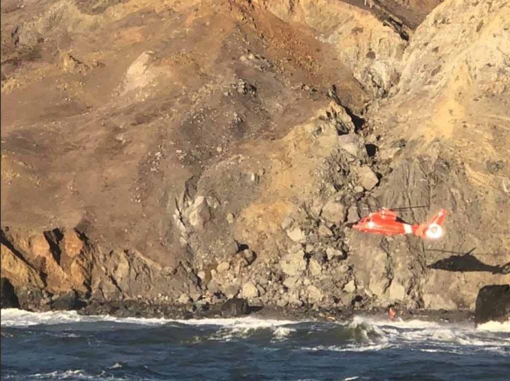 Coast Guard aircrew rescue 2 from Bodega Bay cliffside