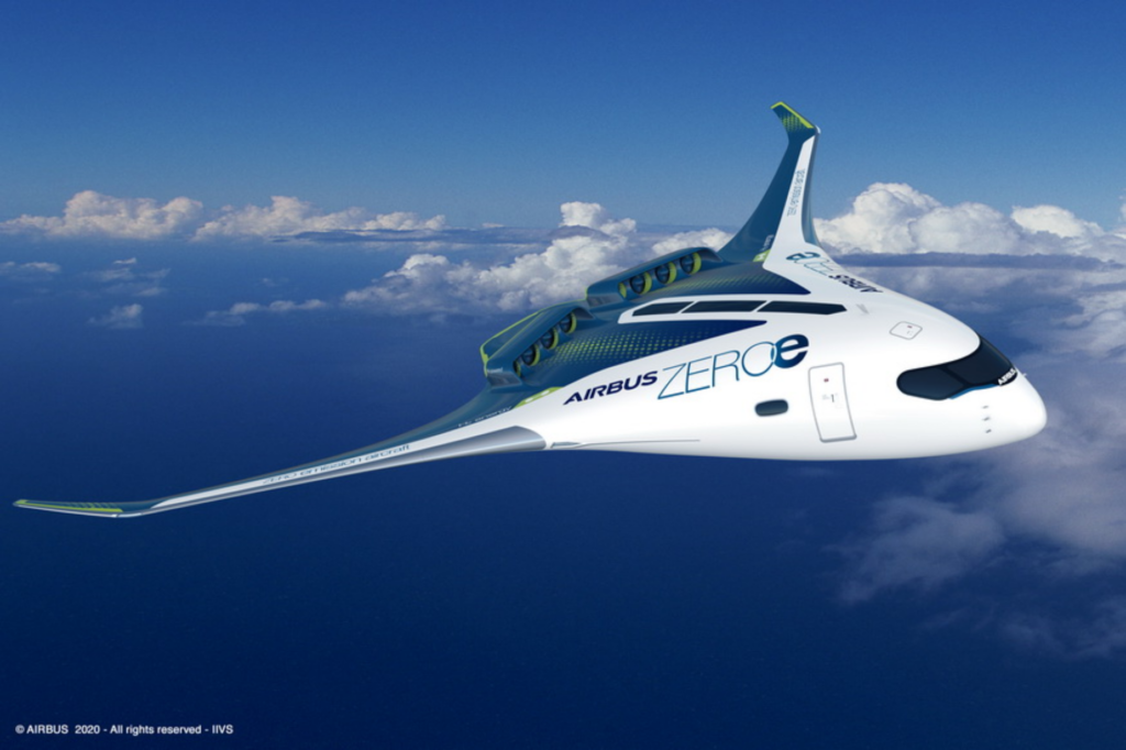 Airbus desvela los nuevos conceptos de su programa ZEROe. Airbus ZEROe blended-wing body