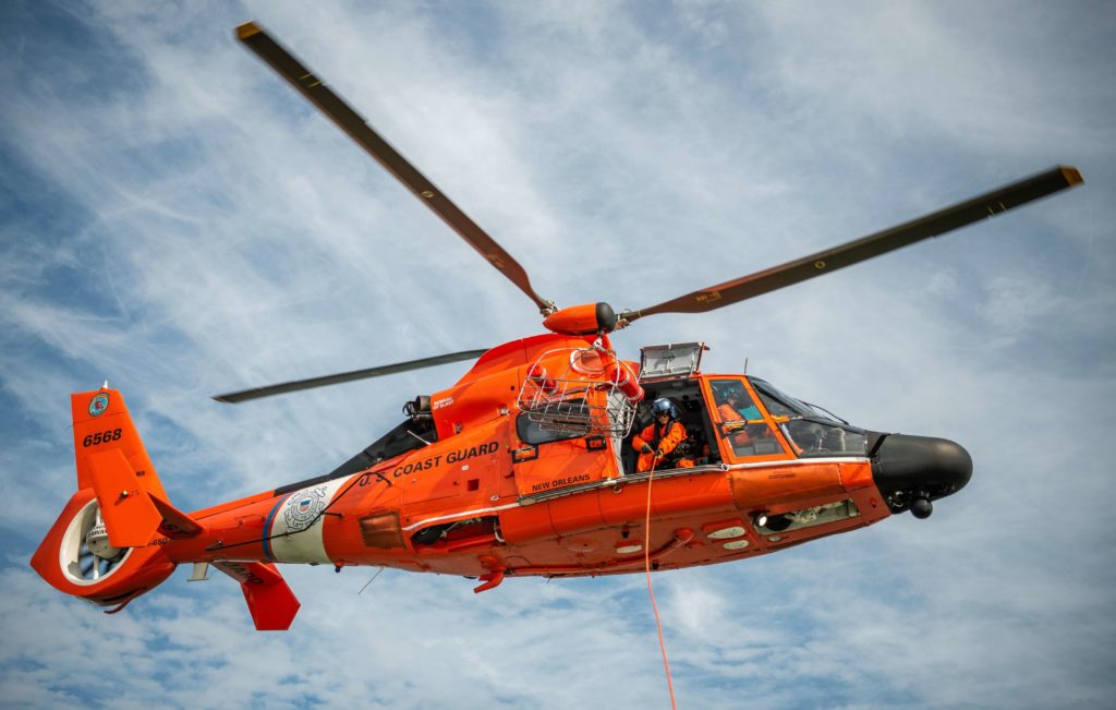 Coast Guard rescued a missing boater near Panama City, Florida. MH-65 Dolphin Air Station New Orleans