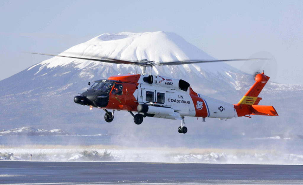 Coast Guard rescue a man from water in Union Bay, Alaska, MH-60 Jayhawk Air Station Sitka