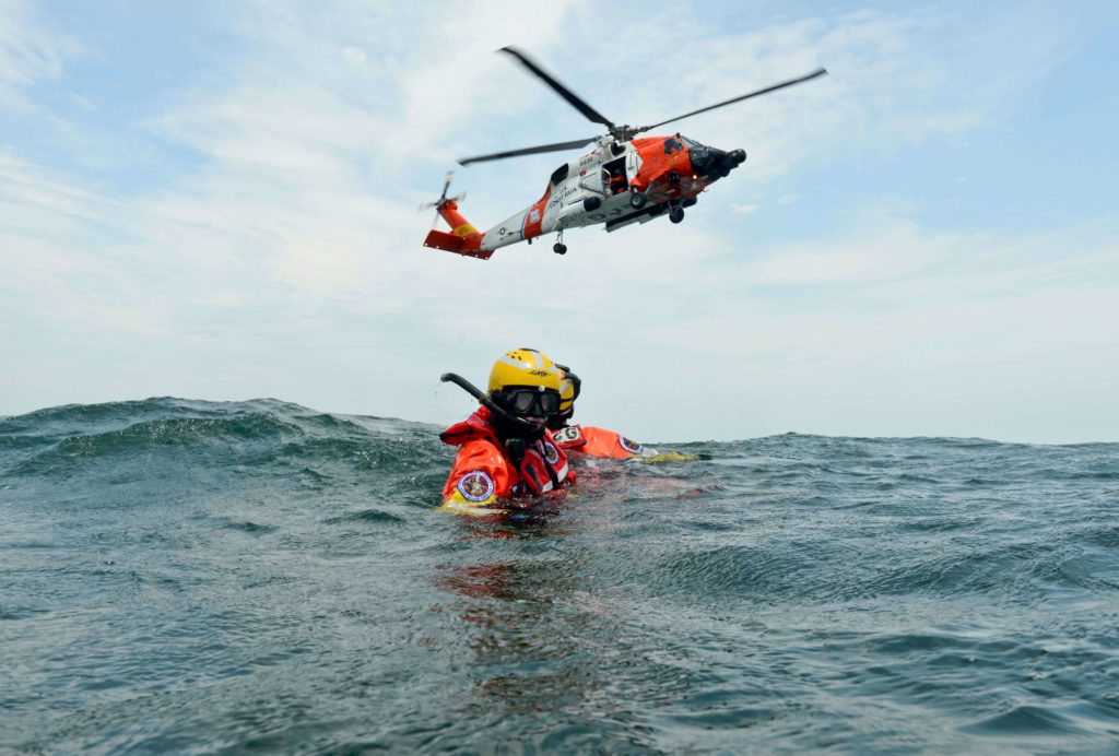 Coast Guard medevac fisherman 60 miles southeast of Martha's Vineyard Centenary MH-60 Jayhawk