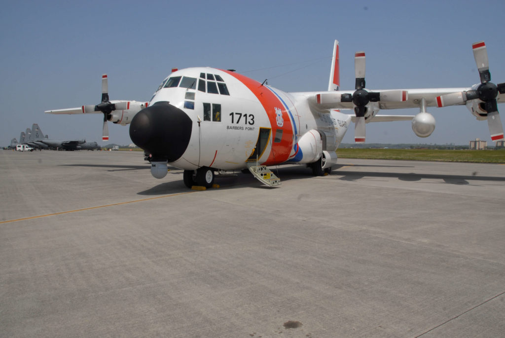 Coast Guard, partners rescue 2 fishermen from overdue fishing vessel off Northern Mariana Islands, HC-130 Hercules Air Station Barbers Point