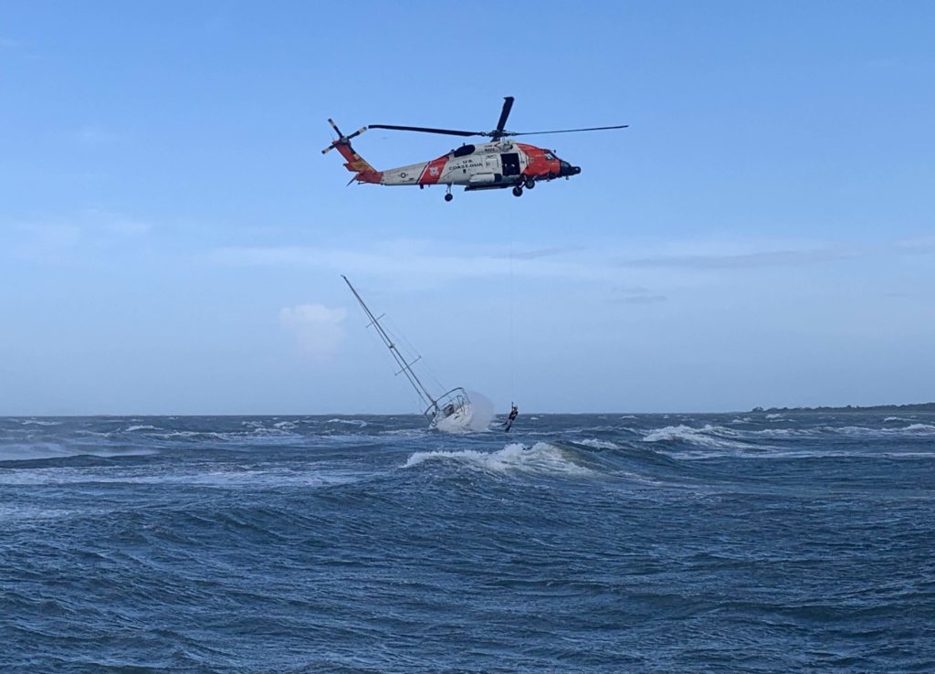Coast Guard rescue 3 mariners on sailboat in Chincoteague Harbor