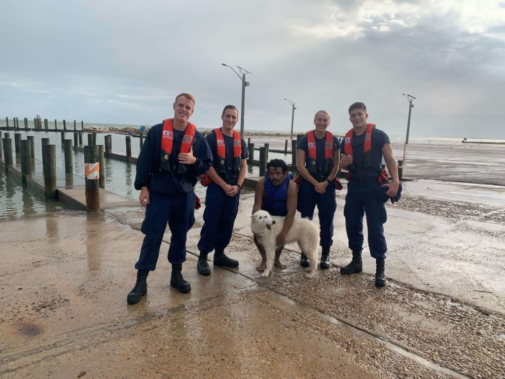 Coast Guard rescue overdue boater, dog near Texas City, Texas