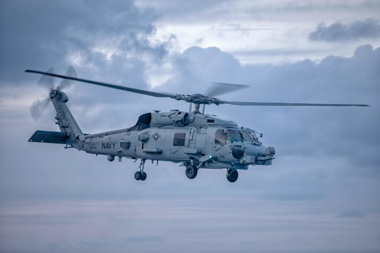 Two MH-60R Seahawk crews of HSM-70 rescue a downed pilot