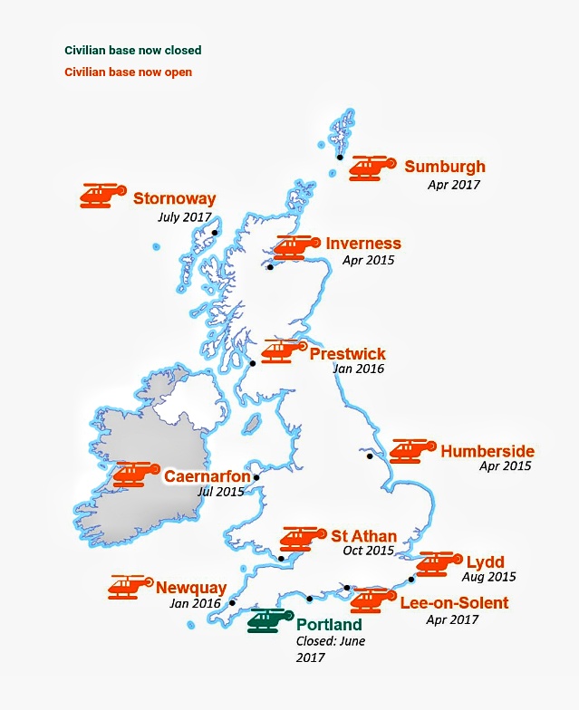 Her Majesty's Coastguard SAR bases in 2022