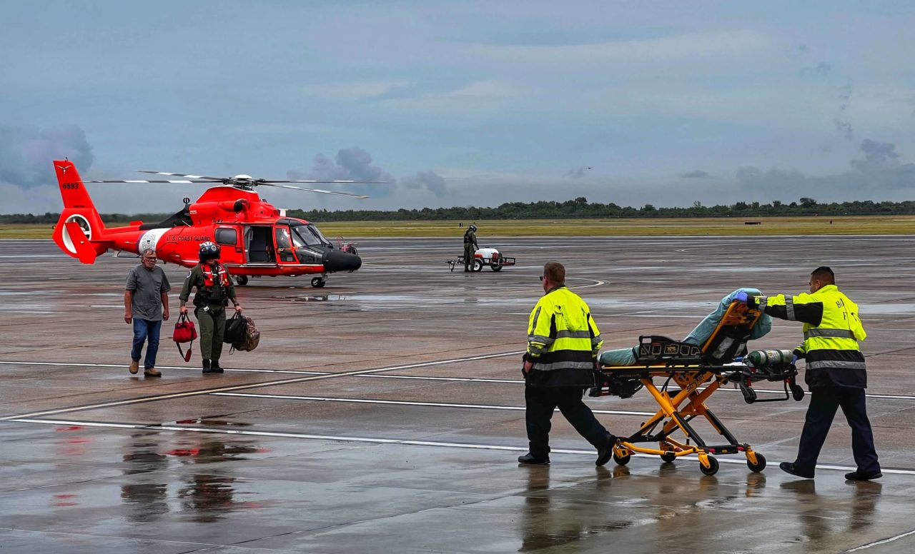 Coast Guard MH-65 aircrew rescue man 80 nm off Galveston, Tx