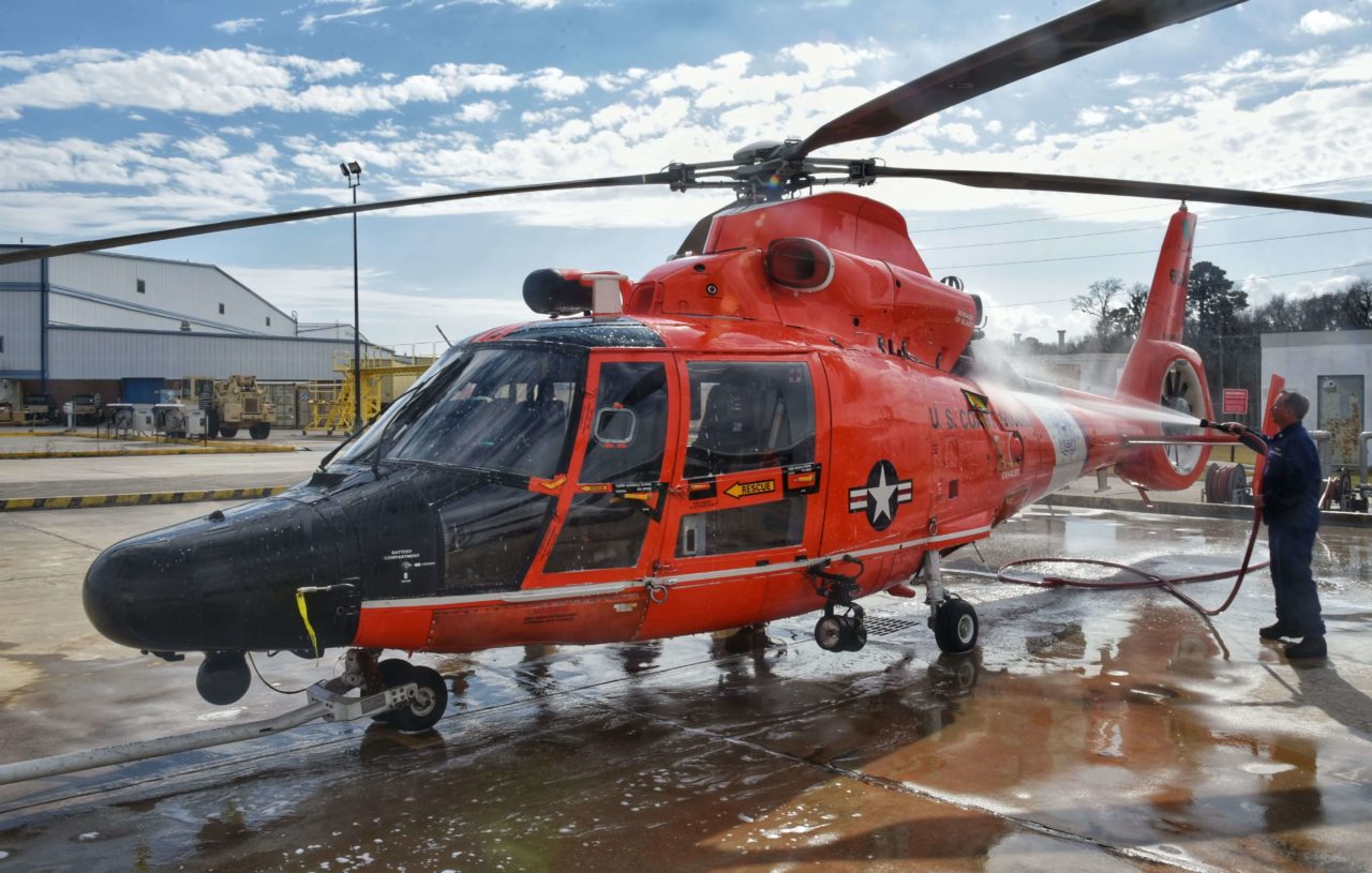 Coast Guard MH-65 rescue man from plane crash, Savannah