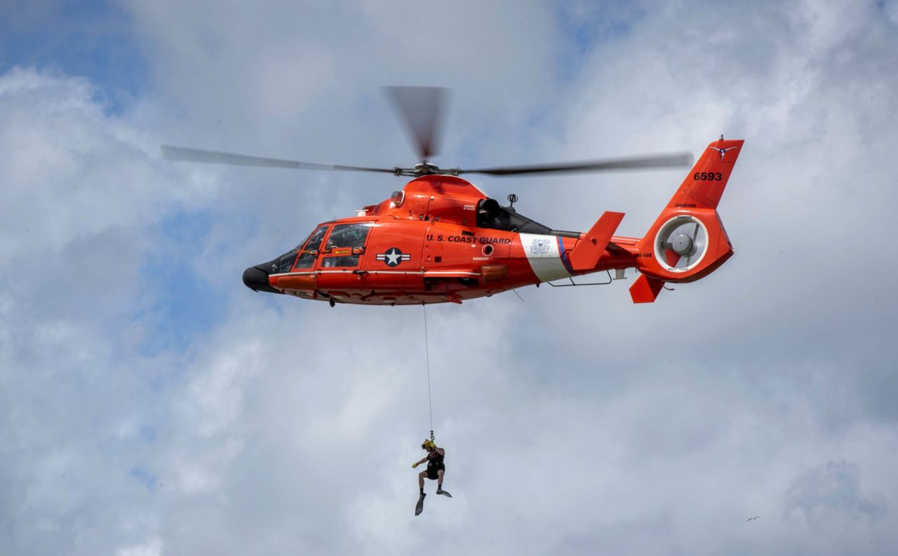 Coast Guard MH-65 medevac injured crewman 16 nm of Galveston