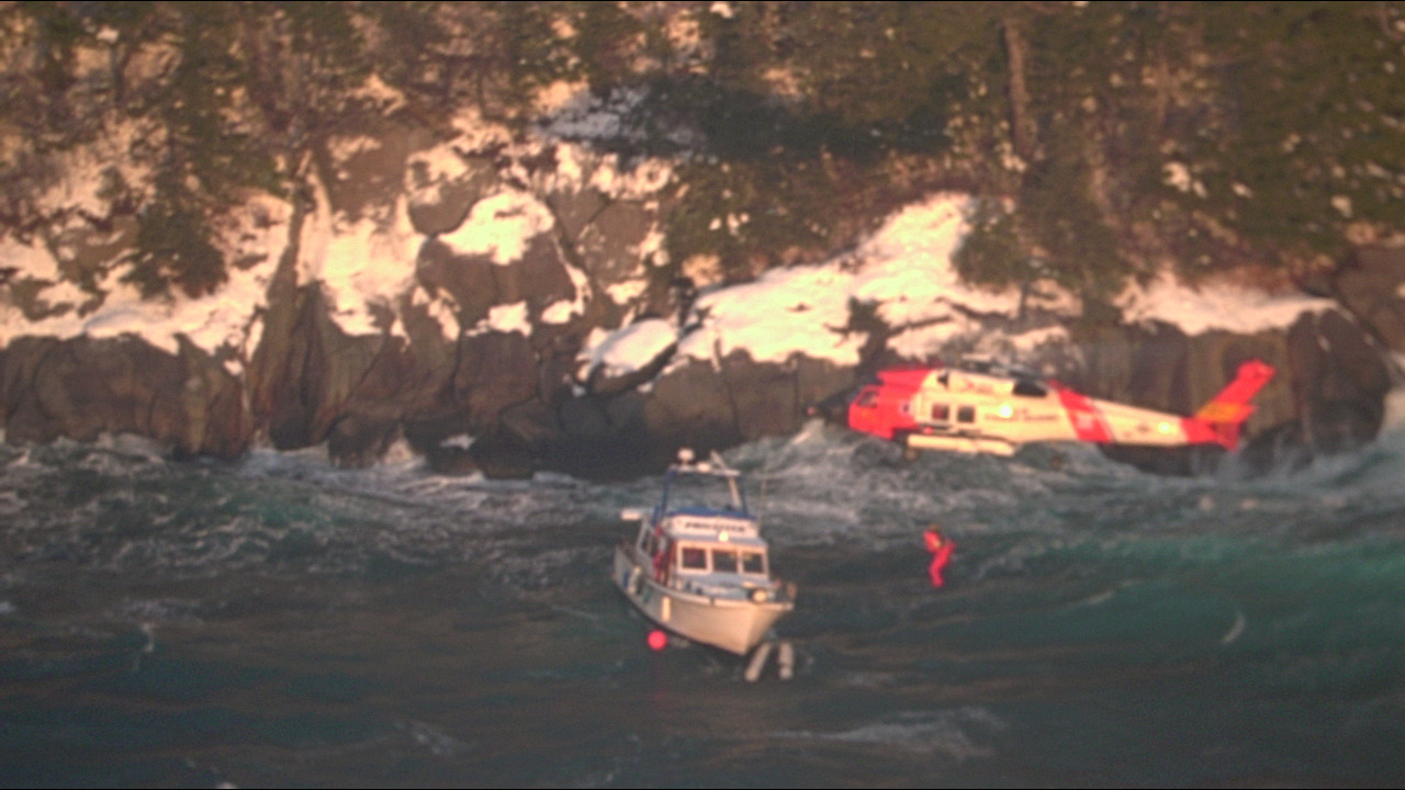 Coast Guard rescue 3 men and 1 dog on Esther Island, Alaska