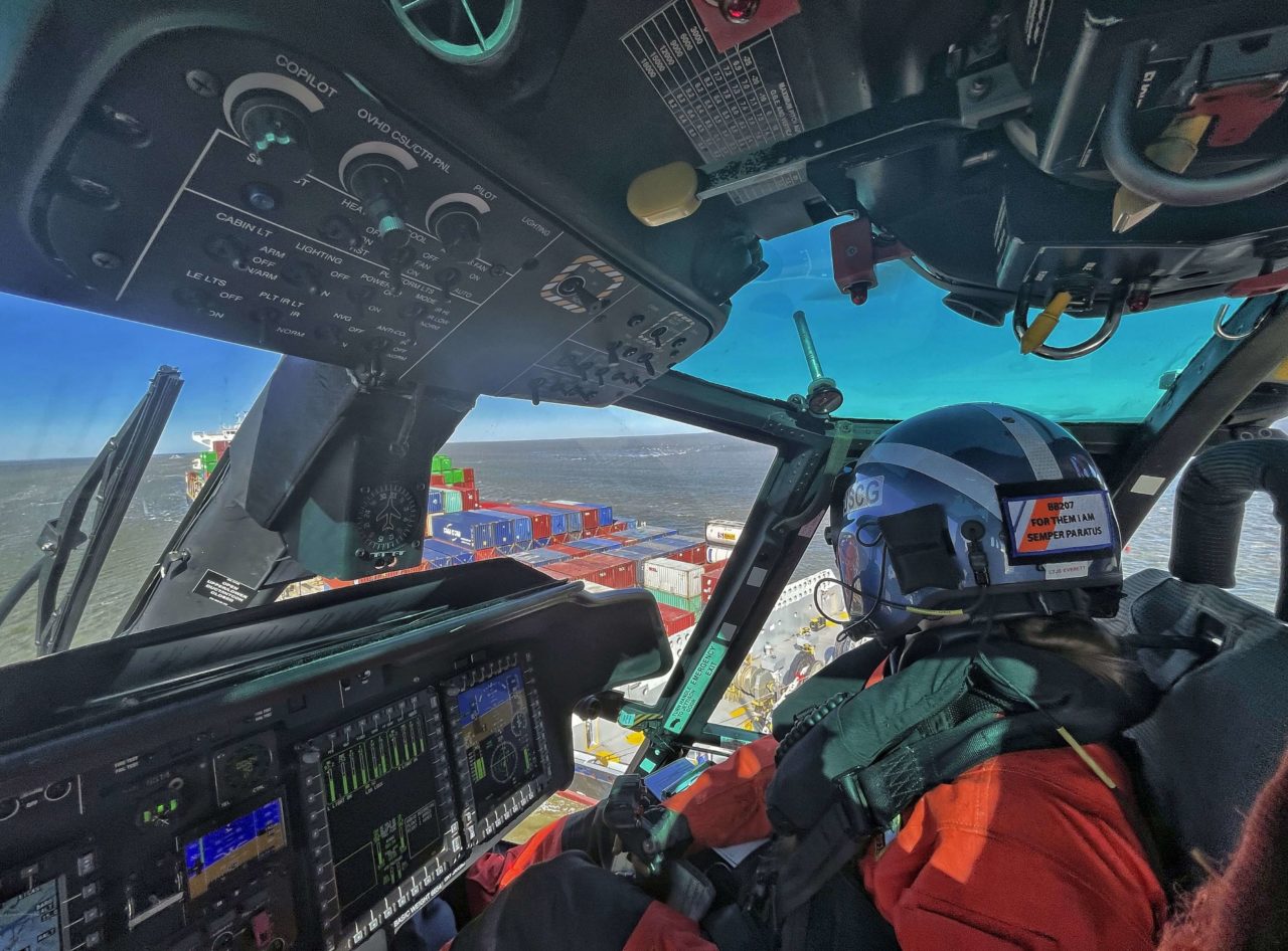 Coast Guard MH-65E aircrew medevac man offshore Galveston