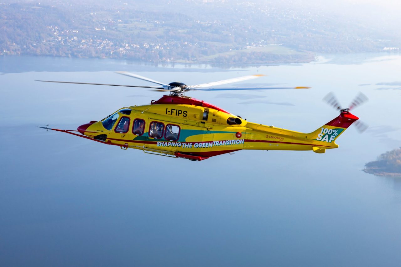 Leonardo performed the first flight of an AW139 Helicopter using 100% SAF (Sustainable Aviation Fuel).
Leonardo Helicopters photo.
