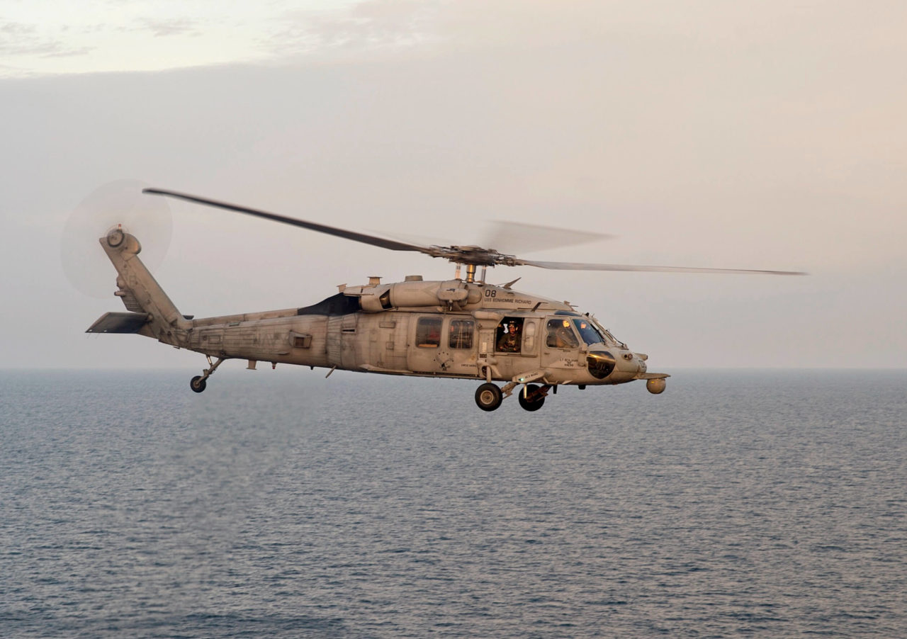 Coast Guard and Navy MH-60S medevac mariner offshore Saipan